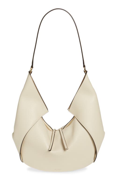 Large Riva Pebbled Leather Hobo Bag in Beige