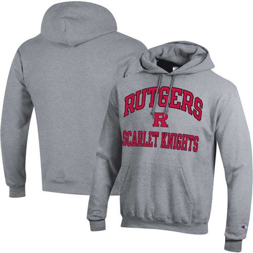 Men's Champion Heather Gray Rutgers Scarlet Knights High Motor Pullover Hoodie
