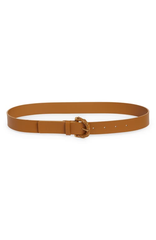 Bottega Veneta Calfskin Leather Belt in Camel 20-Gold