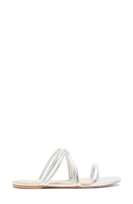 Shop Stuart Weitzman Square Toe Twisted Knot Sandal In Silver
