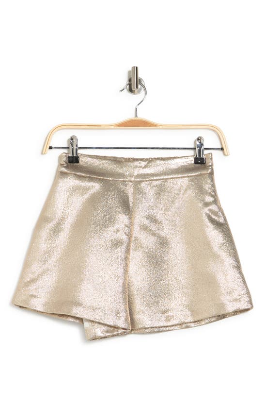 Maje Metallic Silk Blend Shorts In Gold