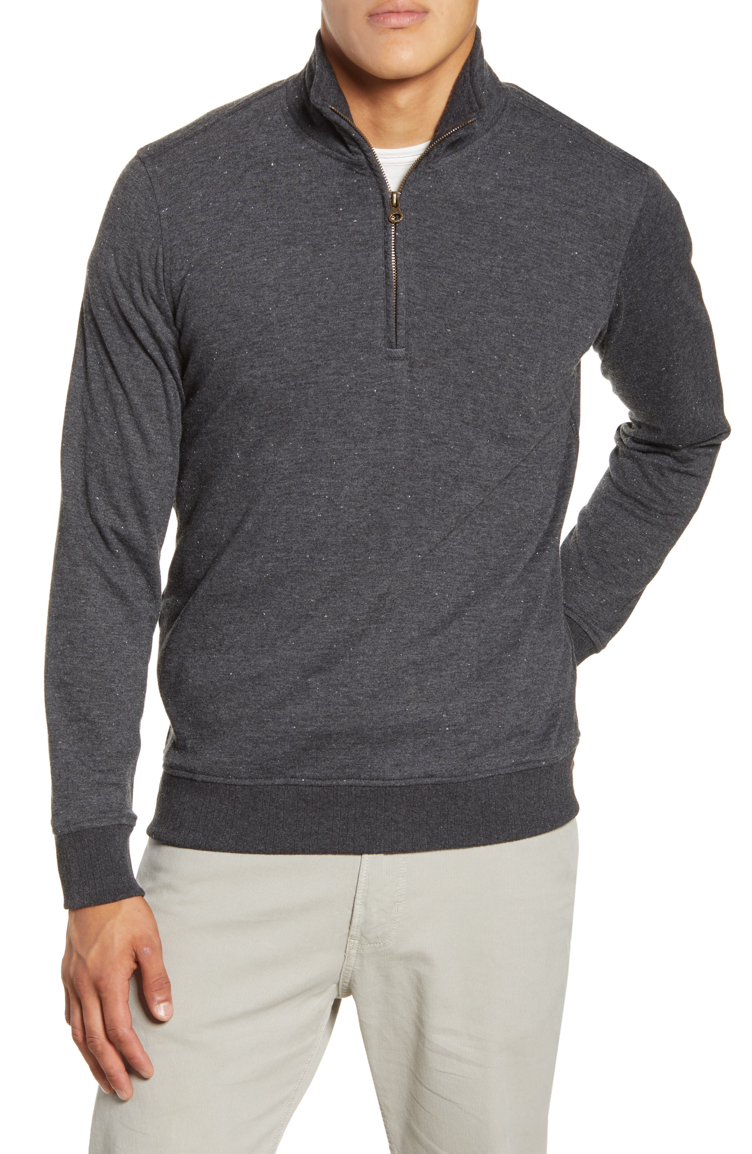 gray half zip