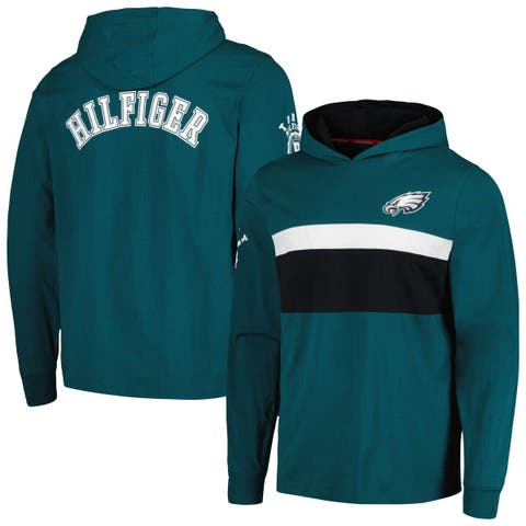 Men's Philadelphia Eagles Tommy Hilfiger Midnight Green/Black Aiden  Quarter-Zip Sweatshirt