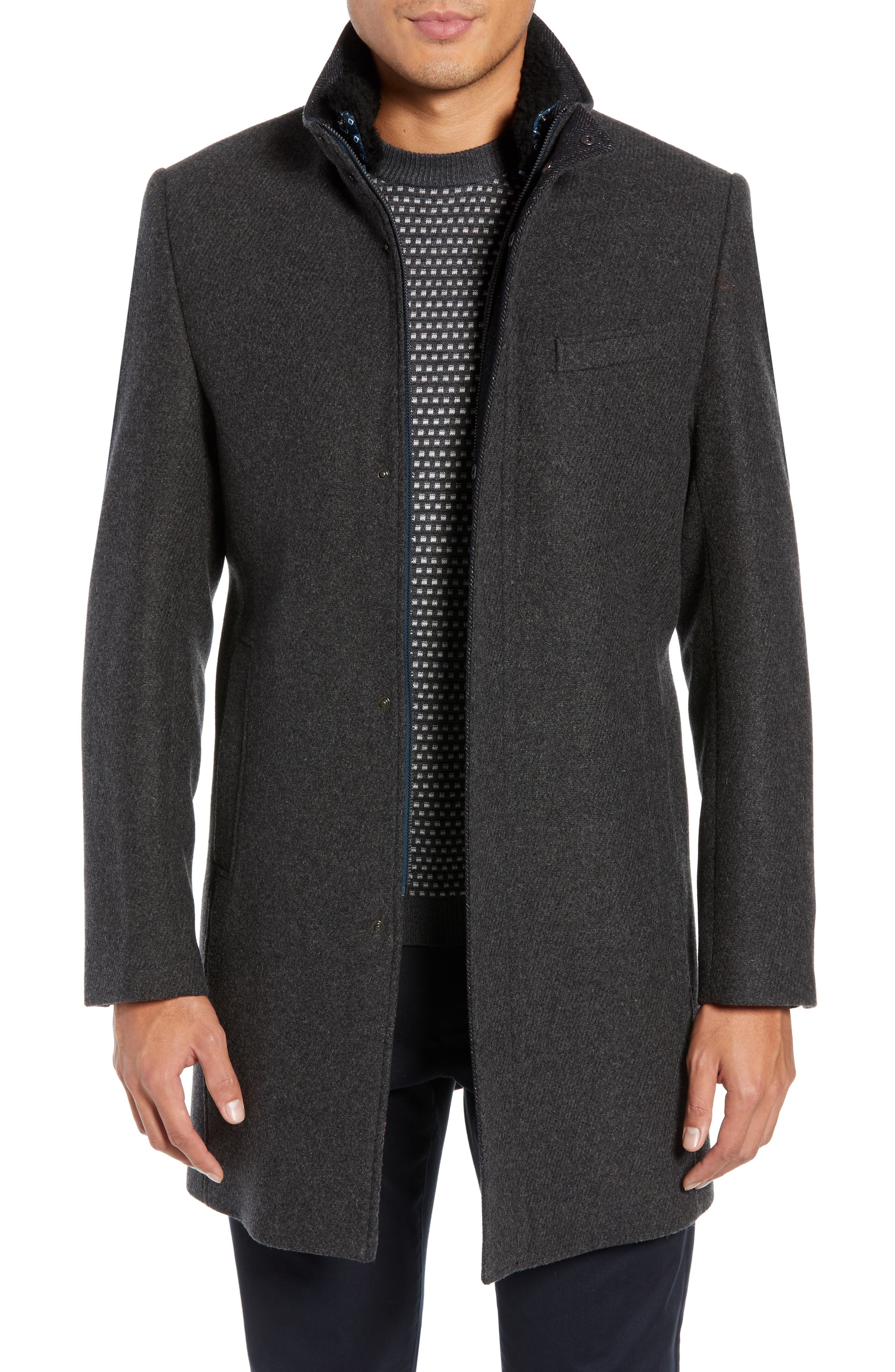 ted baker wool funnel neck overcoat