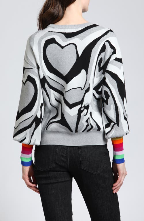 Shop Apny Swirl Heart Sweater In Grey Multi