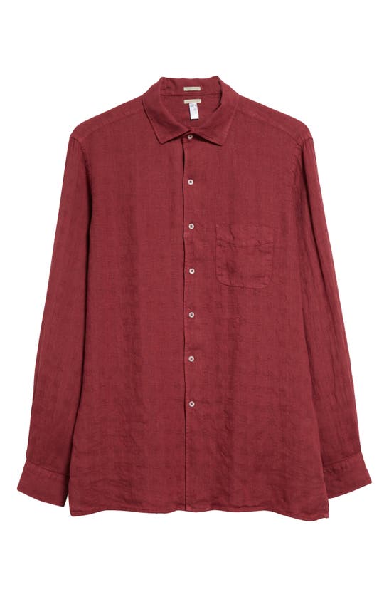 Shop Massimo Alba Bowles Textured Check Linen Button-up Shirt In Lampone