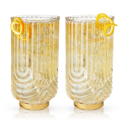 Viski Deco Gatsby Highball Glasses Set Of 2 In Clear