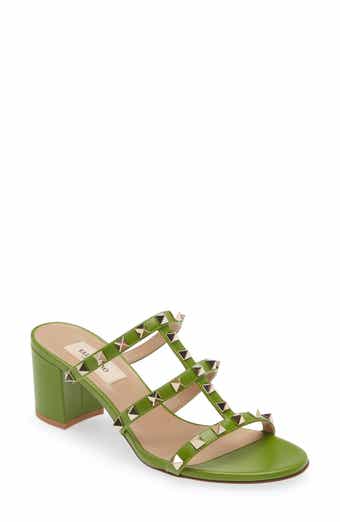 Rockstud calfskin leather slide sandal hot sale