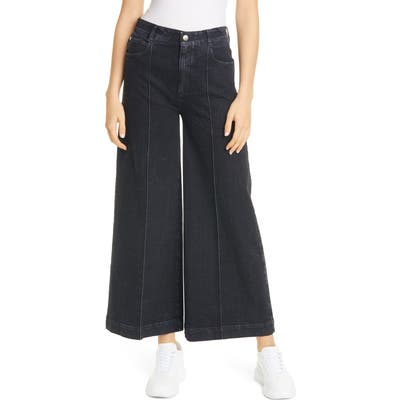 Stella Mccartney High Waist Wide Leg Crop Jeans, Black
