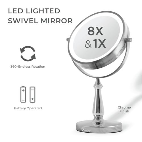 Shop Zadro Lighted Makeup Mirror With 8x/1x Magnifications In Chrome