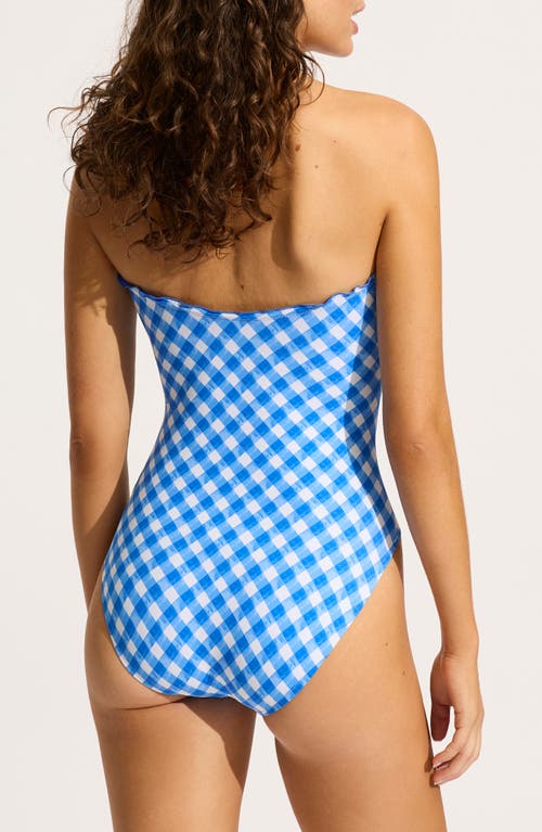 Shop Seafolly Strapless Bandeau One-piece Swimsuit In Azure