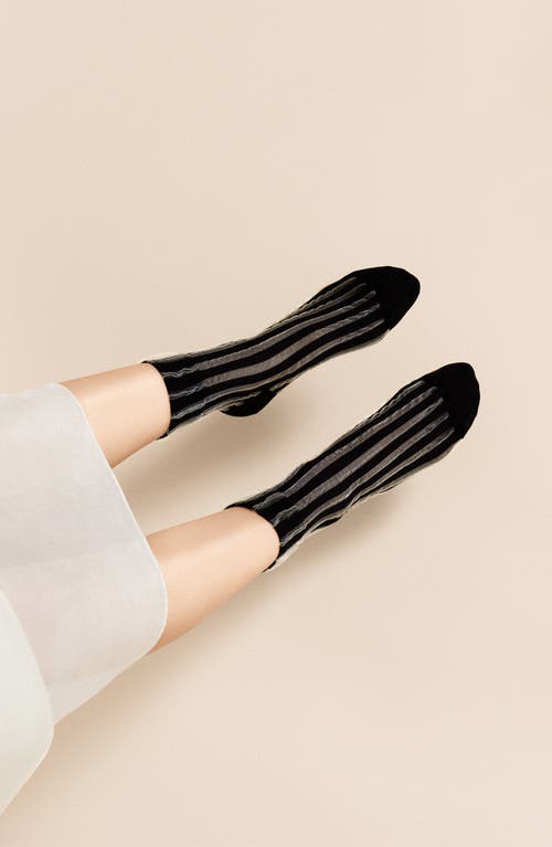 HANSEL FROM BASEL HANSEL FROM BASEL MYKONOS STRIPE SHEER CREW SOCKS