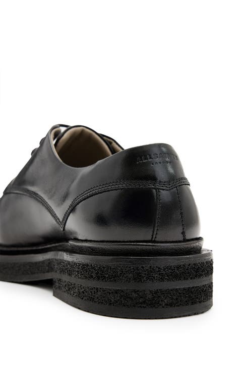 Shop Allsaints Escher Plain Toe Derby In Black Shine