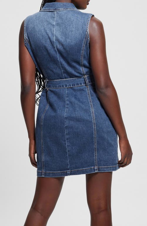 Guess Anela Belted Denim Trench Minidress In Allagash Blu