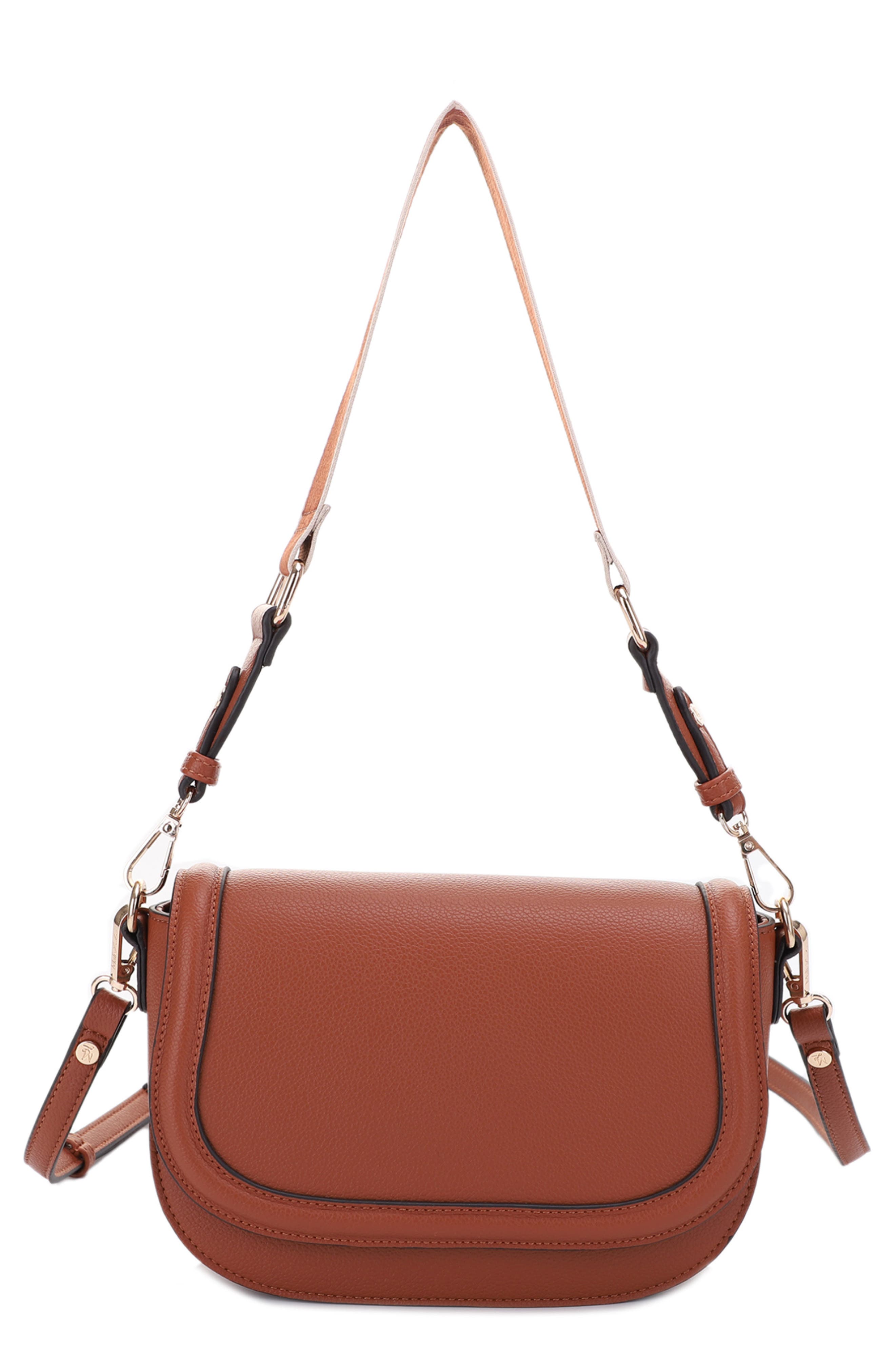 Mali + Lili Kiana Recycled Vegan Leather Crossbody Bag in Cognac 