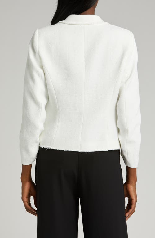 Halogen Raw Hem Crop Blazer In New Ivory