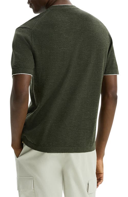 Shop Theory Kolben Linen Blend T-shirt In Dark Olive