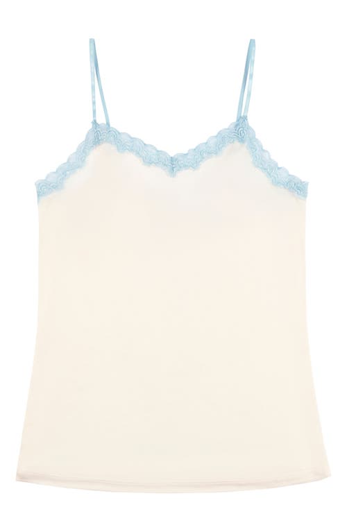 Uwila Warrior Soft Silk Lace Trim Camisole In Winter White/sky Blue