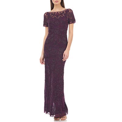 Js Collections Beaded Soutache Evening Dress