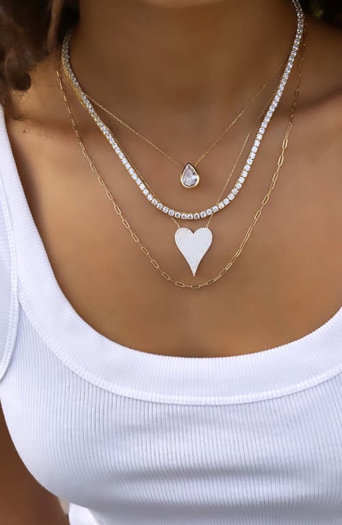 Shymi Pear Cubic Zirconia Bezel Pendant Necklace In Gold/white