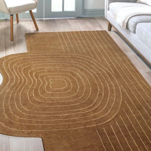 Jonathan Y Retro Bohemian Abstract Striped Handwoven Wool Area Rug In Light Brown/beige