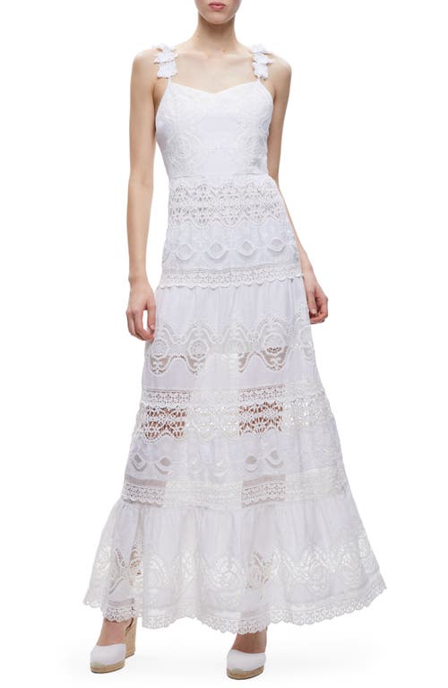 Alice + Olivia Alora Embroidered Linen & Cotton Dress in White