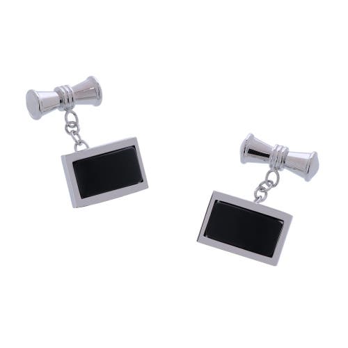 Shop Trafalgar Esteban The Black Agate Cufflinks In Silver