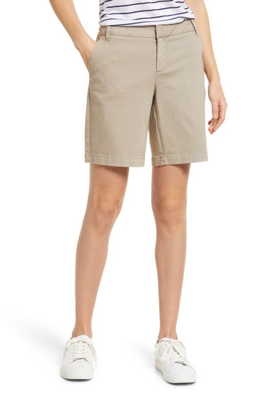 Caslon(R) Women's 9-Inch Stretch Cotton Twill Shorts in Tan Cobblestone