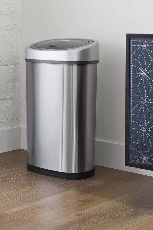 Ninestars 50l Sensor Trash Can In Silver Black