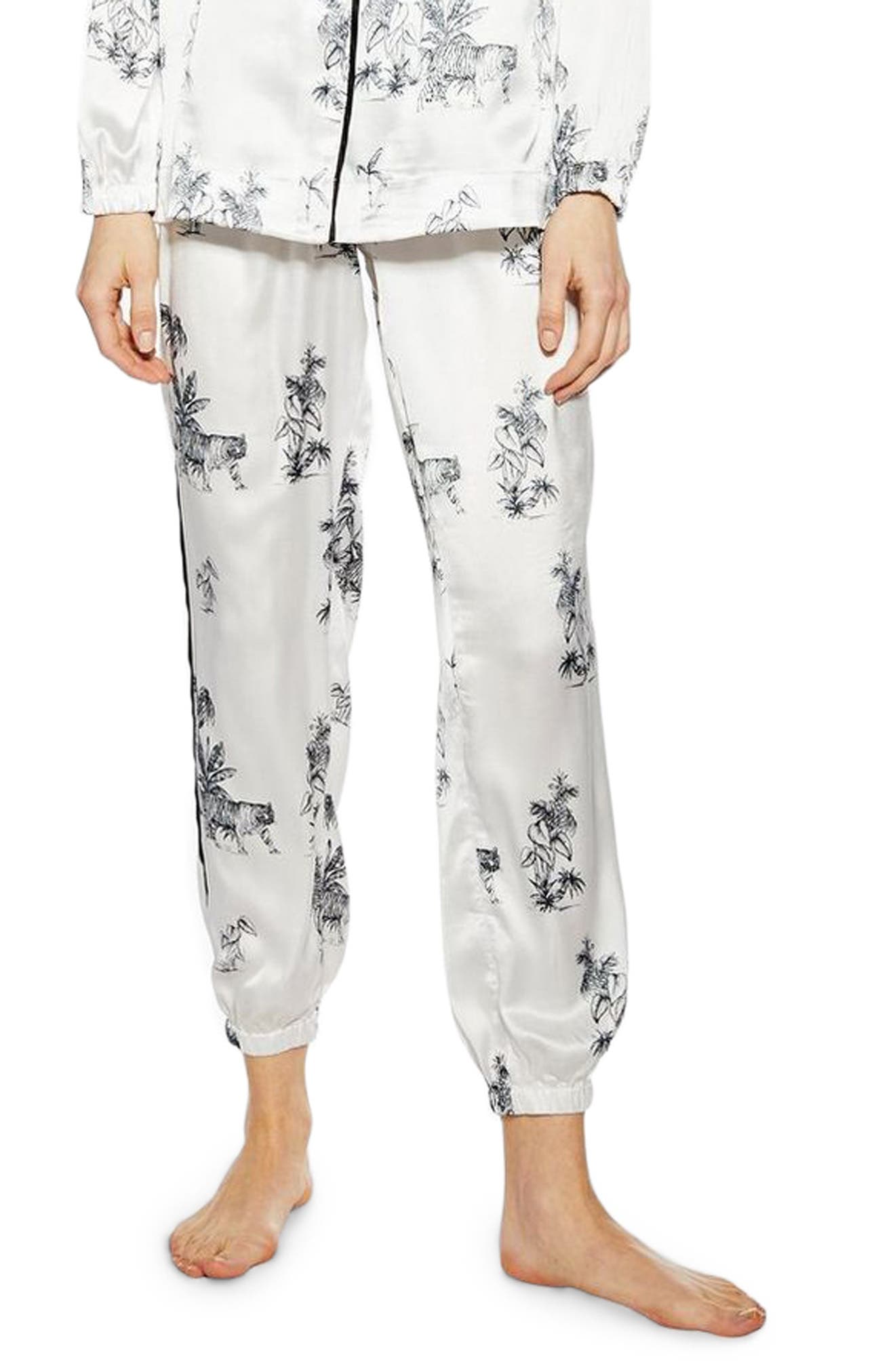 Topshop Jungle Pajama Pants, Black
