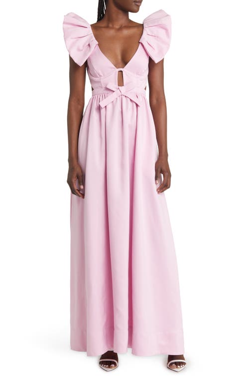 For Love & Lemons Miriam Ruffle Maxi Dress in Pink