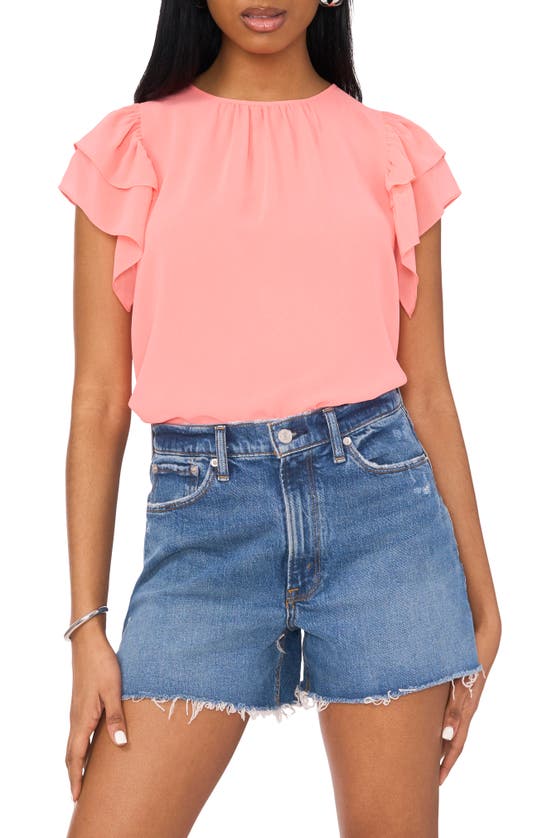 1.state Flutter Sleeve Chiffon Top In Shell Pink
