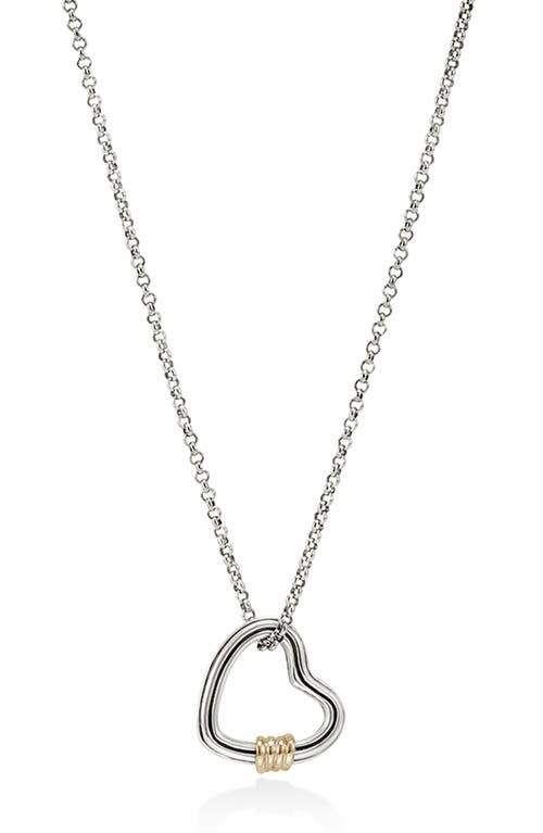 John Hardy Bamboo Collection Heart Pendant Necklace in Silver And Gold at Nordstrom, Size 18