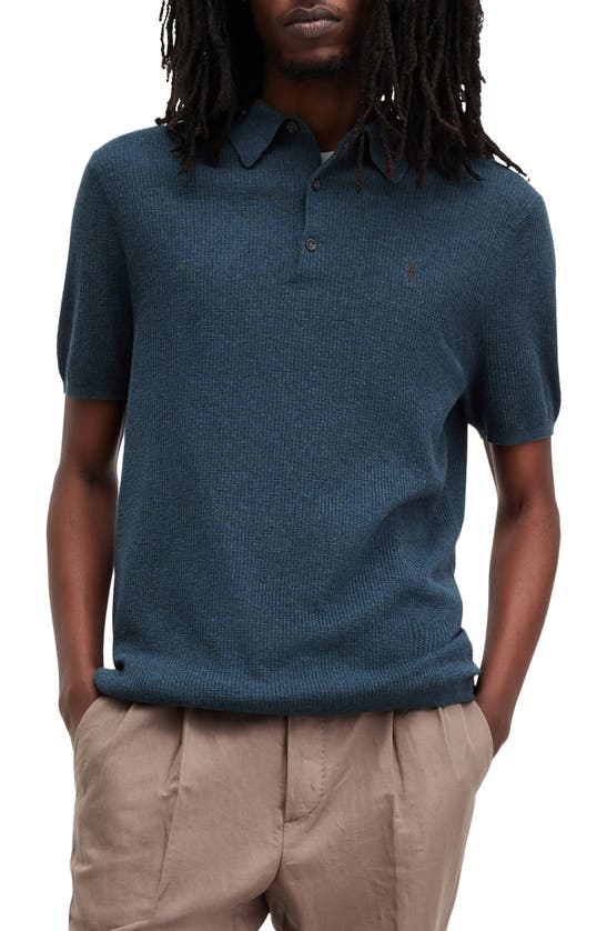 Shop Allsaints Aubrey Ribbed Polo In Workers Blue