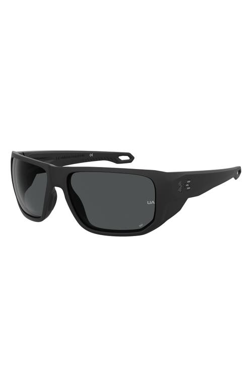 Shop Under Armour Attack 2 63mm Wrap Sunglasses In Matte Black/grey Oleophobic