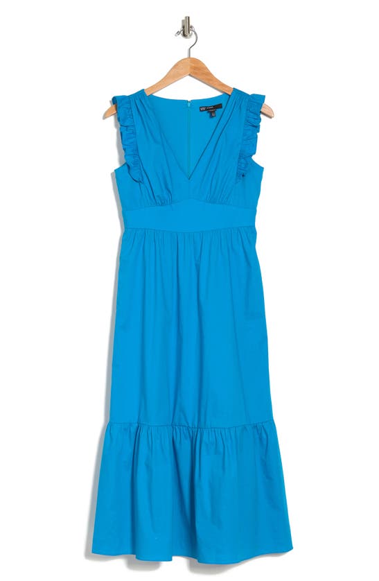 Maggy London V-neck Sleeveless Solid Maxi Dress In Hawaiian Ocean