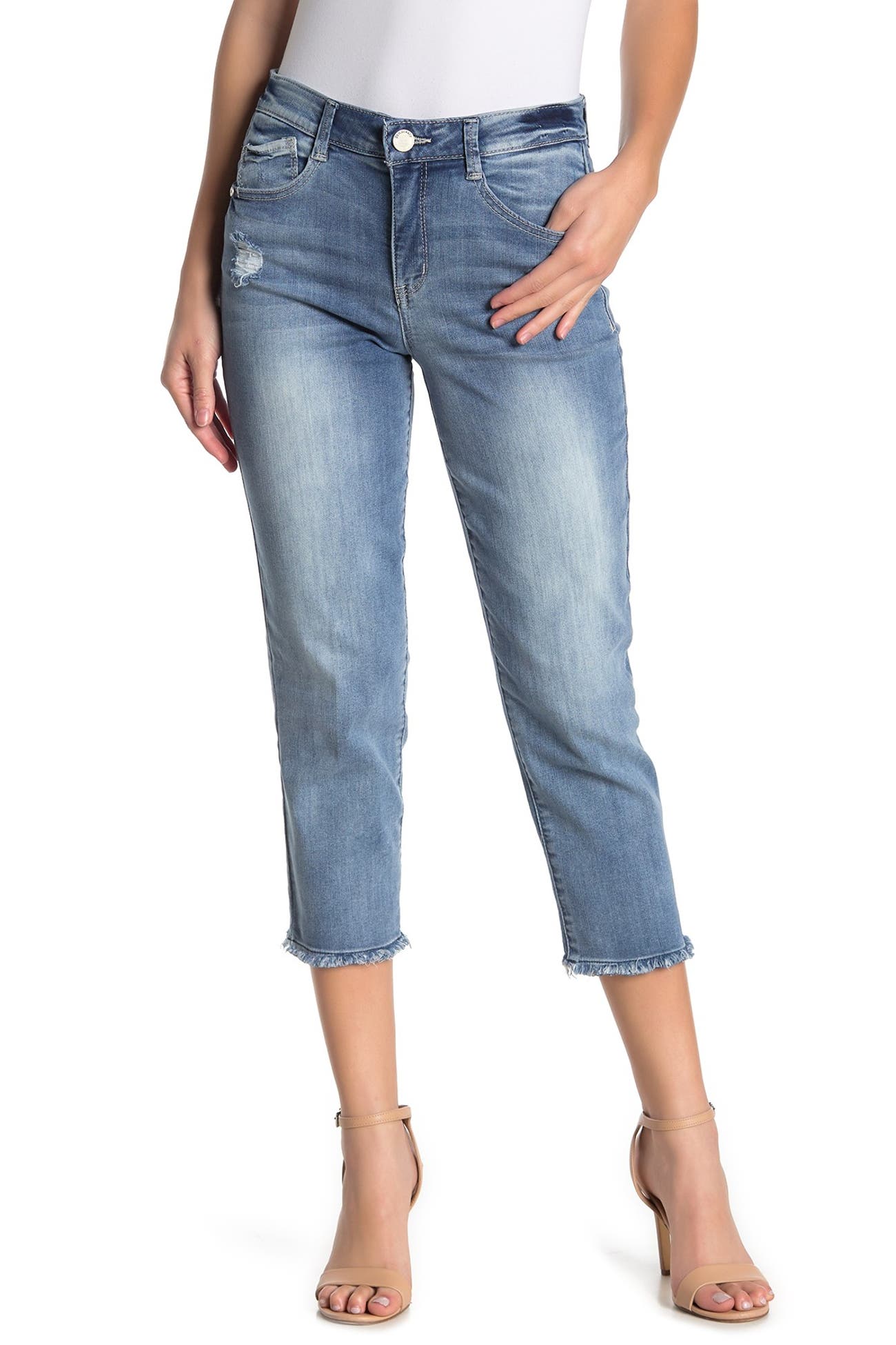 Democracy Frayed Slim Straight Cropped Jeans Nordstrom Rack