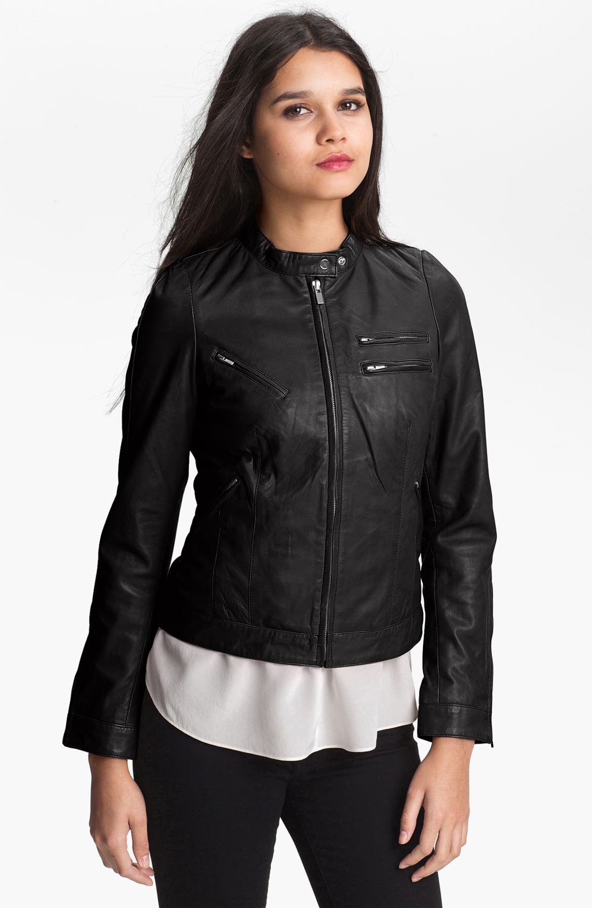 Bod & Christensen Zip Leather Jacket | Nordstrom