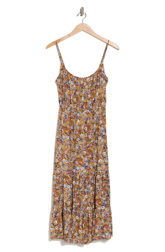 Shop West K Floral Tiered Midi Sundress In Yellow Daisy