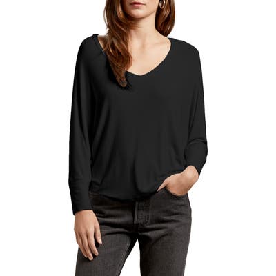 Michael Stars Ellen Luxe Jersey V-Neck Tee, Black