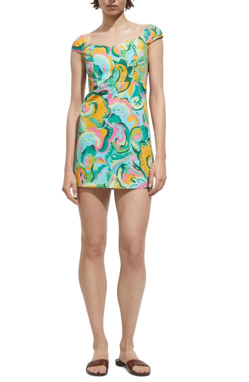 Mango Printed Short Dress Green In Green
