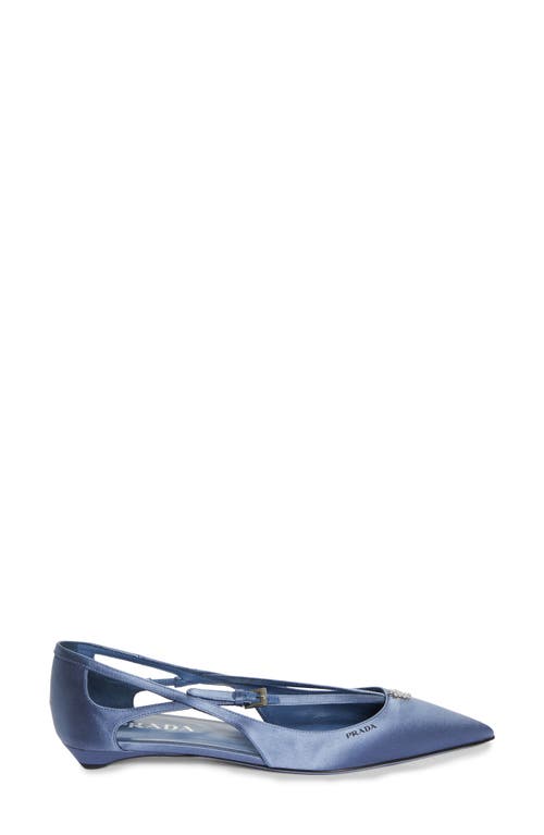 Shop Prada Strappy Pointed Toe Ballet Flat In Pervinca