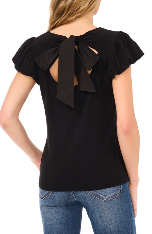 Shop Cece Bubble Sleeve Stretch Crepe Knit Top In Rich Black