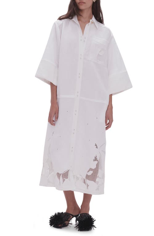 Aje Agua Embroidery Detail Linen Blend Shirtdress Ivory at Nordstrom, Us