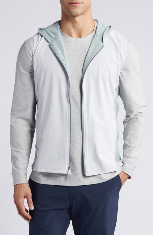 Peter Millar Crown Crafted Solstice Performance Hybrid Full Zip Hoodie Vest British Grey at Nordstrom,