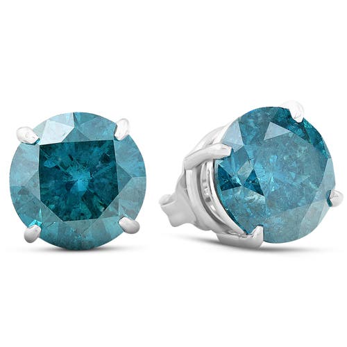 Bliss Diamond 4.03 Ct Blue Diamond Studs 14k White Gold Lab Grown In 14k White Gold