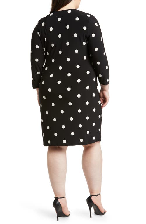 Shop Anne Klein Polka Dot Classic Wrap Dress In Anne Black/anne White