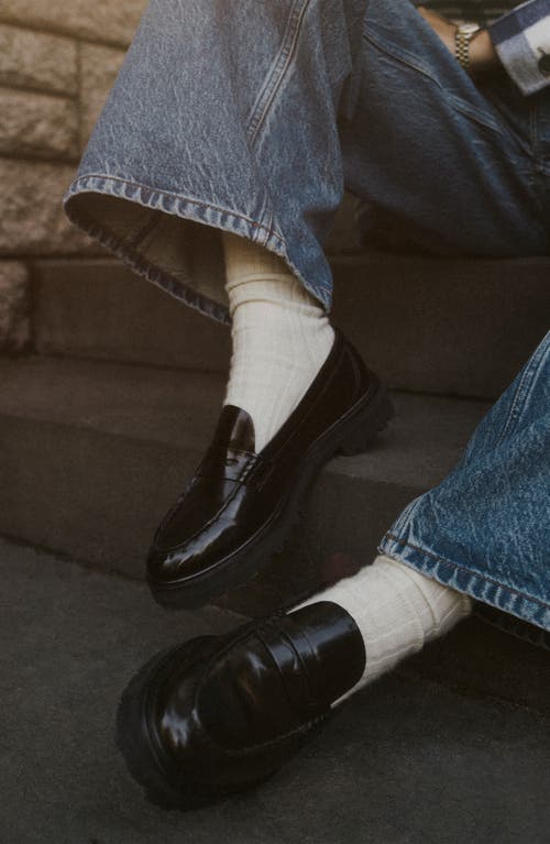 Reformation Agathea Platform Penny Loafer In Black