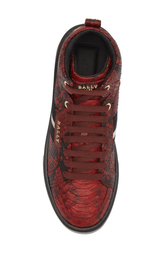 Shop Bally Meson Snakeskin Embossed High Top Sneaker In  Red 14