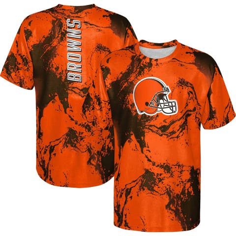 NFL Cleveland Browns Girls' Short Sleeve Stripe Fashion T-Shirt - XS